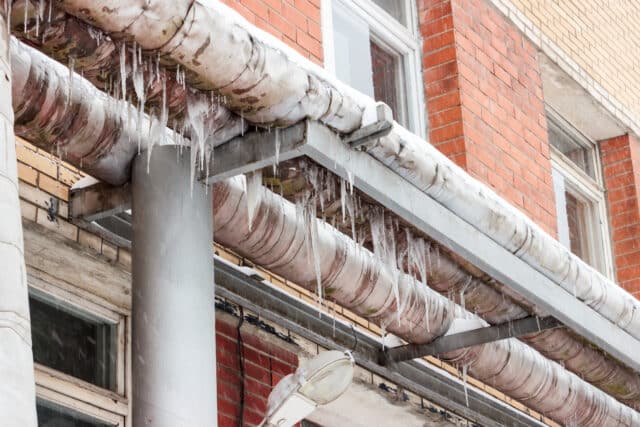 Cold Winter Pipes with Icicles